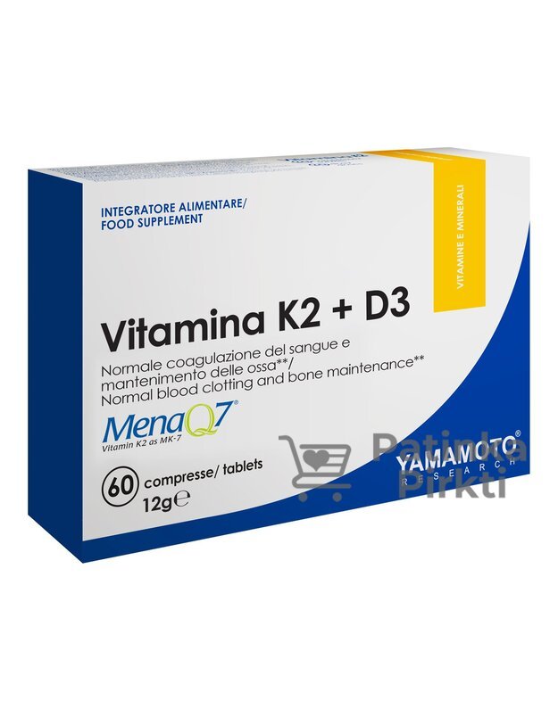 Yamamoto Nutrition Vitaminai K2 + D3 MenaQ7 60 tab.