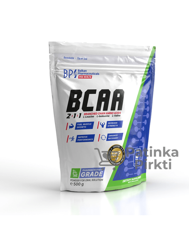 BalkanPharmaceuticals BCAA 500g (obuolių skonio)