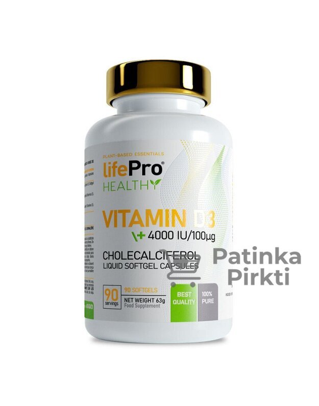 Life Pro Vitamin D3 4000 IU 90 kaps (alyvyogių aliejuje)